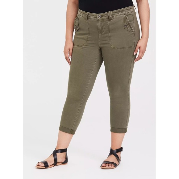 torrid Pants - NWT Torrid Crop Twill Military Pants Olive Green Utility Women's Plus Size 26